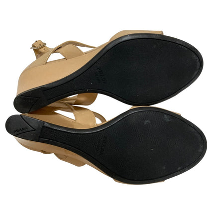 Prada Patent Leather Wedge Sandals