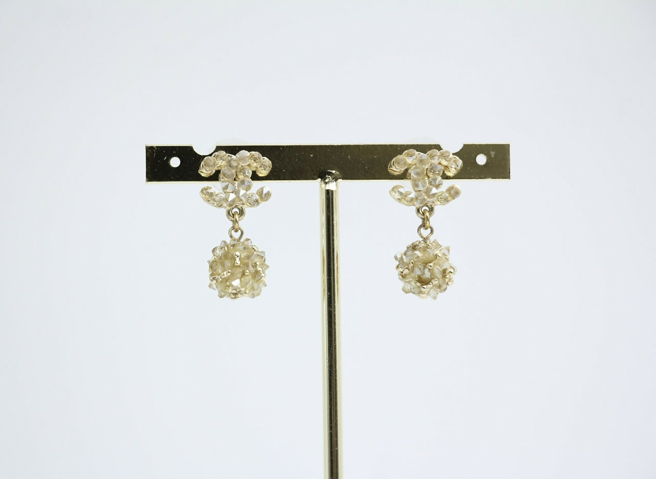 Chanel A12A Metal Engraving Vintage Concave Stud Earrings