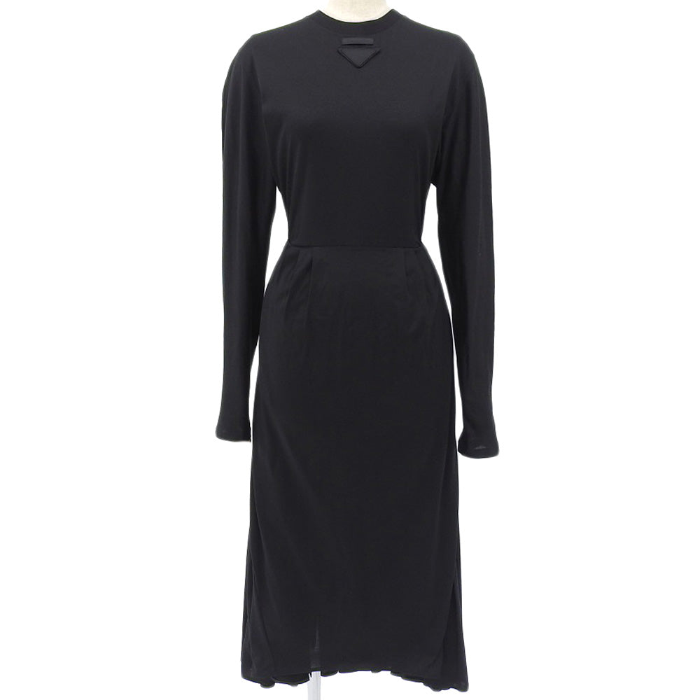 Prada Front Circle Logo Cotton Long Dress