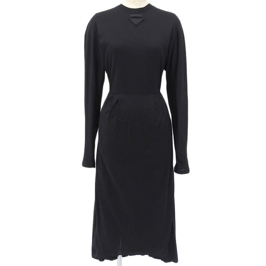 Prada Front Circle Logo Cotton Long Dress