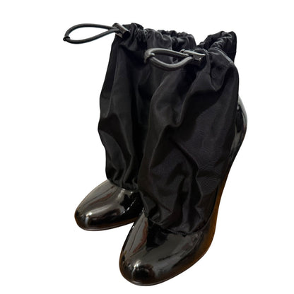 Prada Patented Leather Nylon Docking Pumps Short Boots