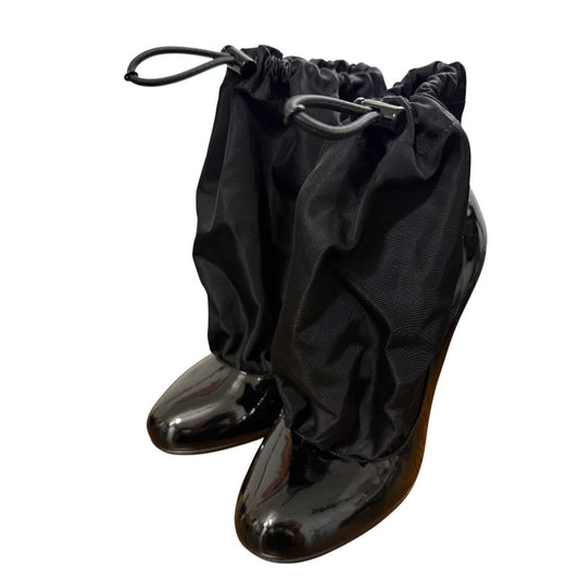 Prada Patented Leather Nylon Docking Pumps Short Boots