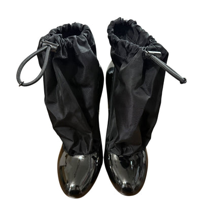 Prada Patented Leather Nylon Docking Pumps Short Boots