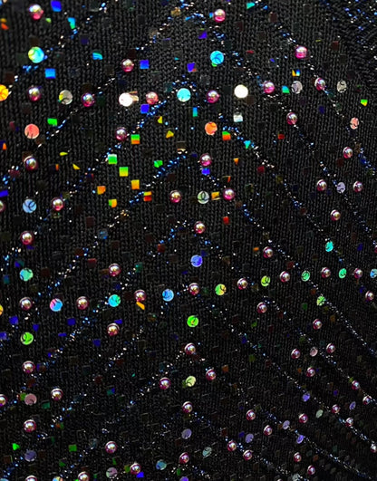 Chanel 21K Black, Silver & Multicolor Viscose Jumpsuit