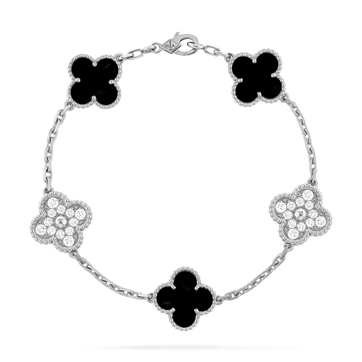 VAN CLEEF & ARPELS Vintage Alhambra Diamond Bracelet Black/silver