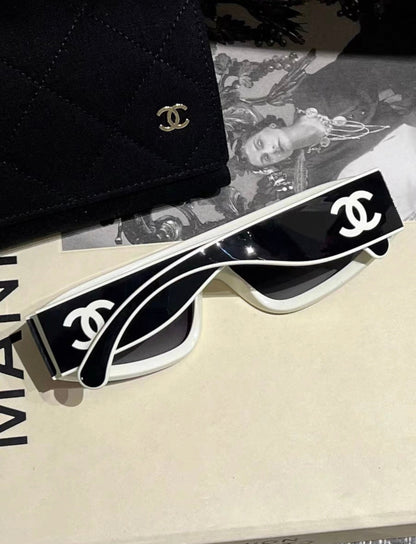 Chanel 24A black and white sunglasses with box, brand new,