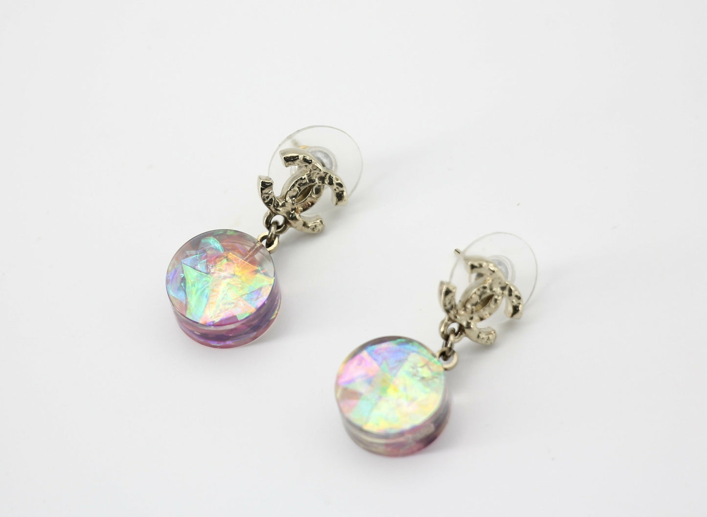 Chanel 12A Fantasy Purple Resin Round Dangle Clip-on Earrings