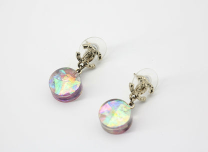 Chanel 12A Fantasy Purple Resin Round Dangle Clip-on Earrings