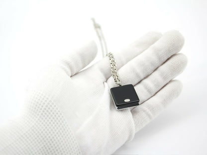 Chanel Vintage 10A Resin Transparent Square Black CC Pendant Necklace