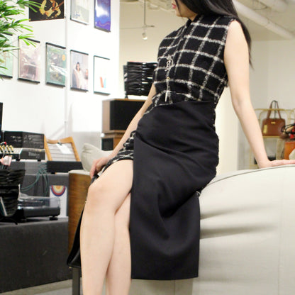 Balenciaga quilted black long dress