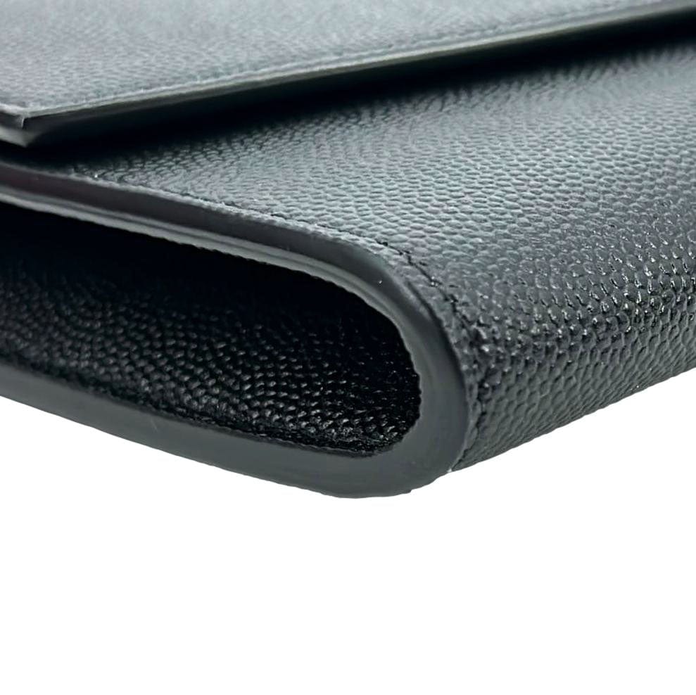 YVES SAINT LAURENT Flap Chain Grain De Poudre Leather Crossbody Bag Black