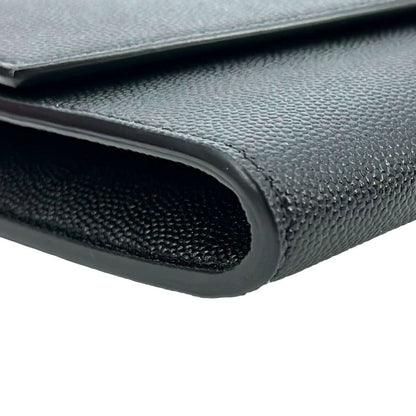 YVES SAINT LAURENT Flap Chain Grain De Poudre Leather Crossbody Bag Black