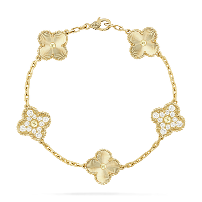 VAN CLEEF & ARPELS Vintage Alhambra Diamond Bracelet Laser Gold