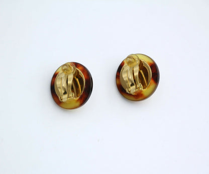 Chanel Vintage 97P Tortoise Shell Clip-on Earrings