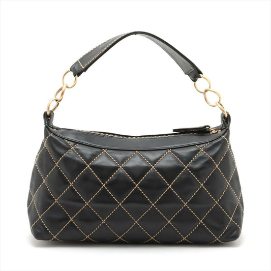 Chanel Vintage Black Lambskin Leather Handbag with Gold Hardware