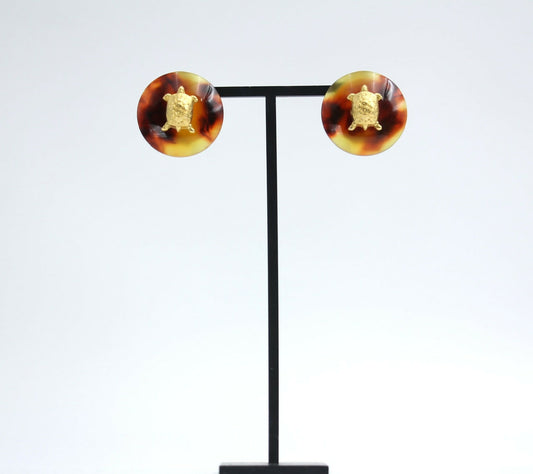 Chanel Vintage 97P Tortoise Shell Clip-on Earrings