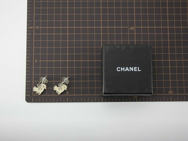 Chanel Vintage 03P & 05A Enamel White Squirrel Earrings