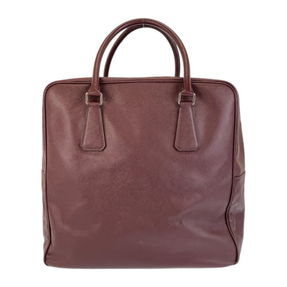 Prada Saffiano Triangle Logo Plate Leather 2way Boston Bag