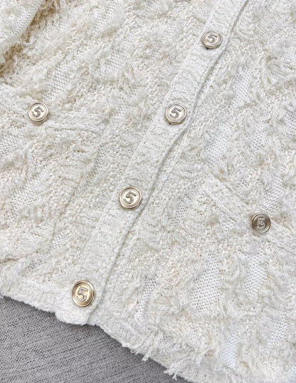 Chanel 21S off-white tassel cardigan