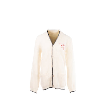 Gucci Size M Elephant Cardigan Wool White/Red