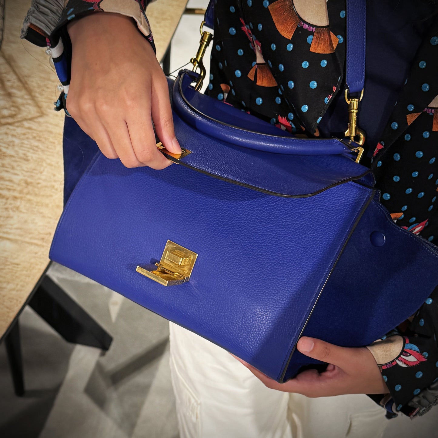 Celine Medium Calfskin & Suede Leather Trapeze bag TWS