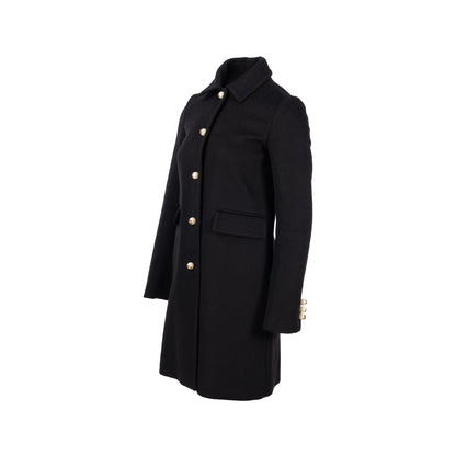 Gucci Size 38 GG Pearl Button Coat Wool Black