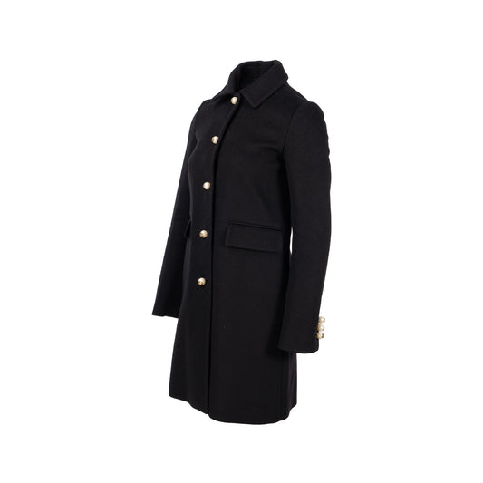 Gucci Size 38 GG Pearl Button Coat Wool Black