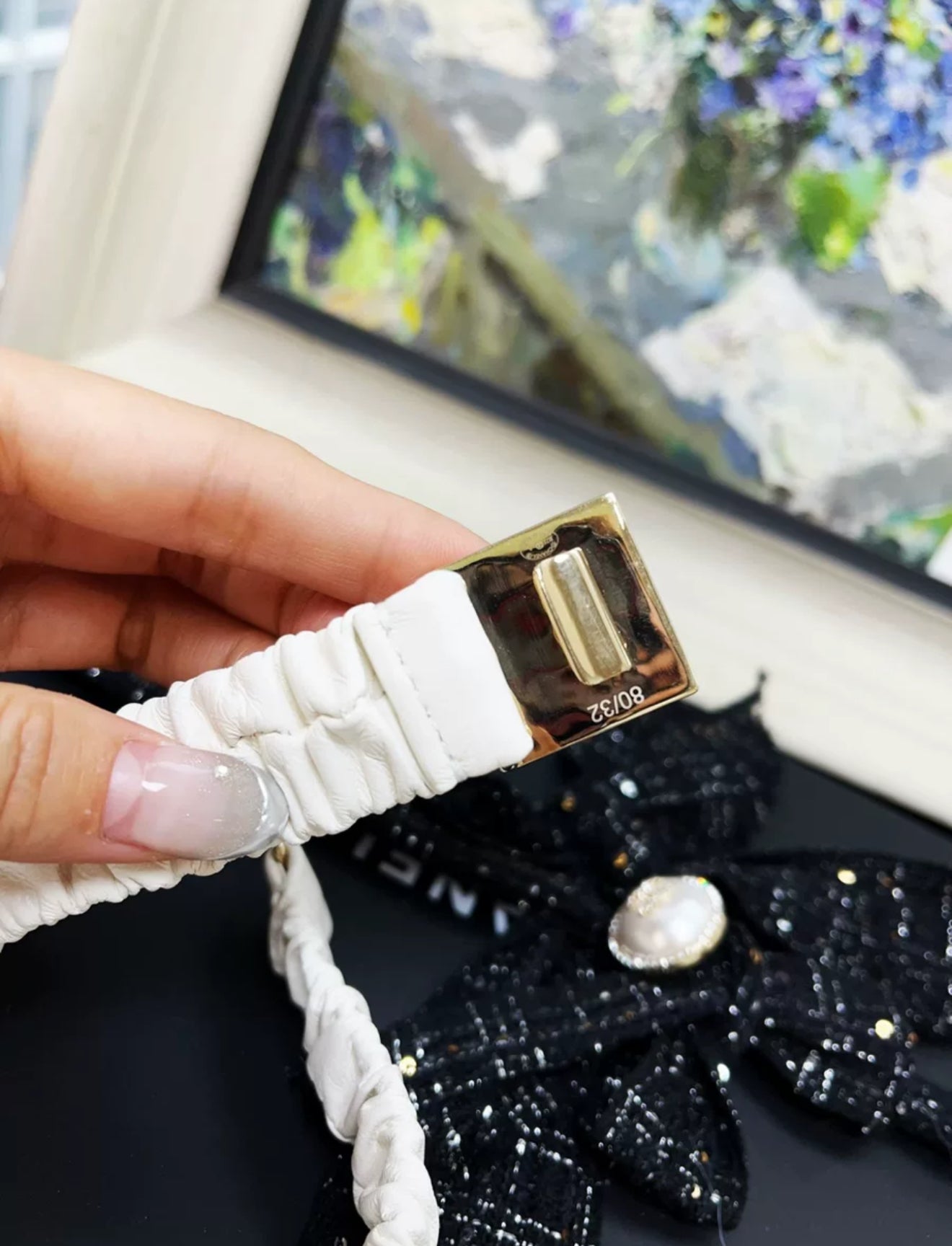 Chanel 22A CC White Belt