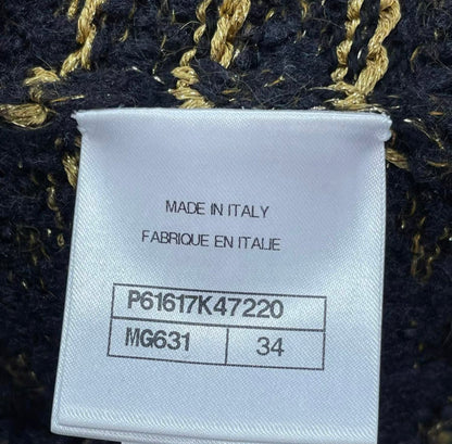 CHANEL 19A EGYPT RUNWAY BLACK BEIGE GREEN GOLD KNIT PULLOVER size 34