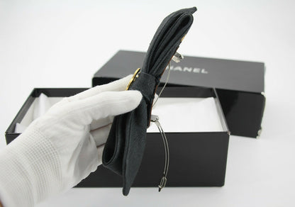 Chanel Vintage 1881-85 Denim Black Bow Hair Clip