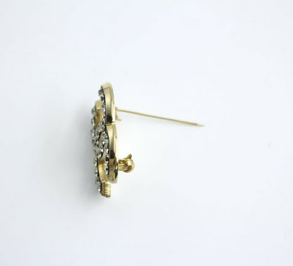 Chanel Vintage 1954-71 Rhinestone Gold-plated CC Logo Brooch