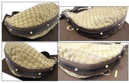 GUCCI Beige/Ebony GG Canvas Interlocking G Medium Hobo Bag