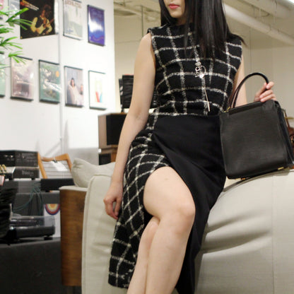 Balenciaga quilted black long dress