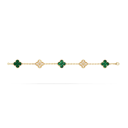 VAN CLEEF & ARPELS Vintage Alhambra Diamond Bracelet Laser Gold/green