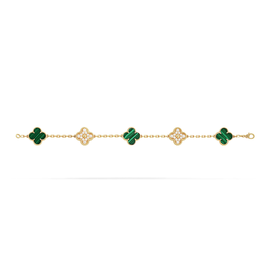 VAN CLEEF & ARPELS Vintage Alhambra Diamond Bracelet Laser Gold/green