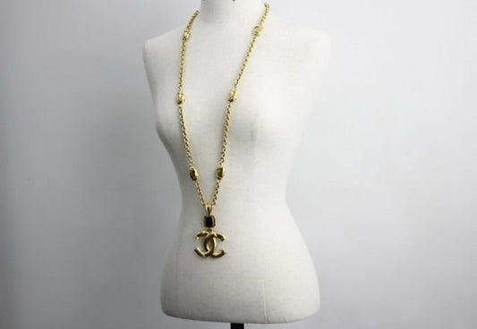 Chanel Vintage 94A Gripoix Blue Gold-plated Necklace