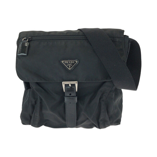 Prada Tessuto Triangle Logo Plate Nylon Shoulder Bag