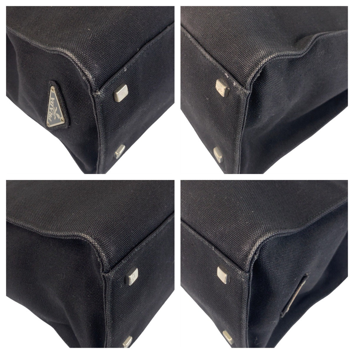 Prada Triangle Logo Plate Canvas 2way Bag