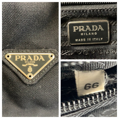Prada Triangle Logo Plate Canvas 2way Bag