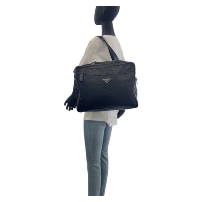 Prada Tessuto Saffiano Nylon Leather Briefcase