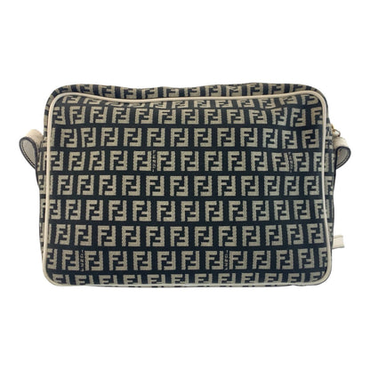 Fendi Zucchino Mamma Canvas Leather Shoulder Bag