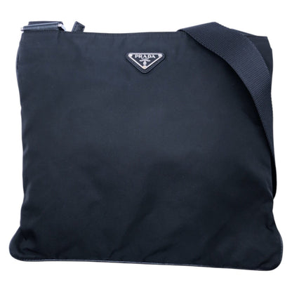 Prada Tessuto Triangle Logo Plate Nylon Shoulder Bag