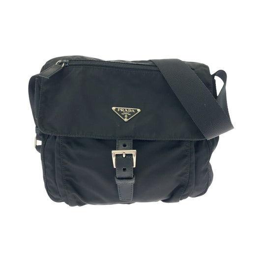 Prada Tessuto Triangle Logo Plate Nylon Shoulder Bag