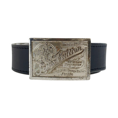 Louis Vuitton Sangle Jeans Leather Metal Belt
