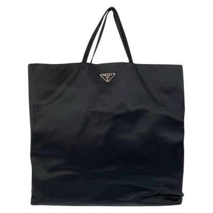 Prada Triangle Logo Plate Satin Tote Bag