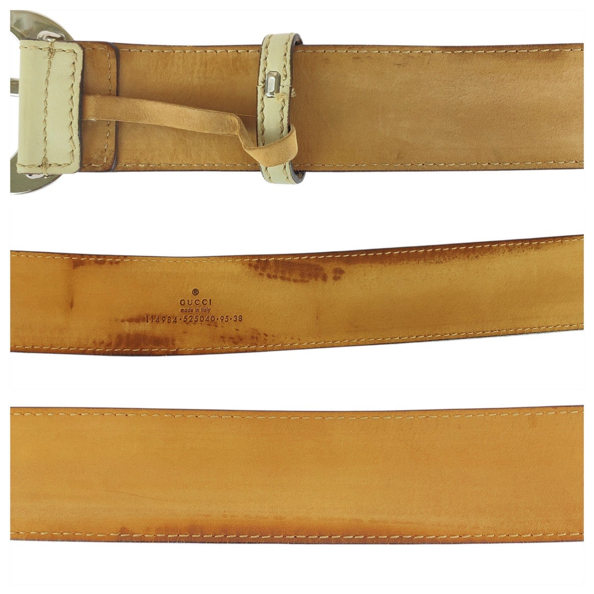 Gucci Interlocking Shearling Line Canvas Leather Belt