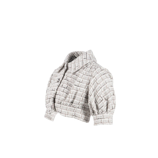 Chanel size 34 22C Tweed Short Jacket Light Grey/White/Black