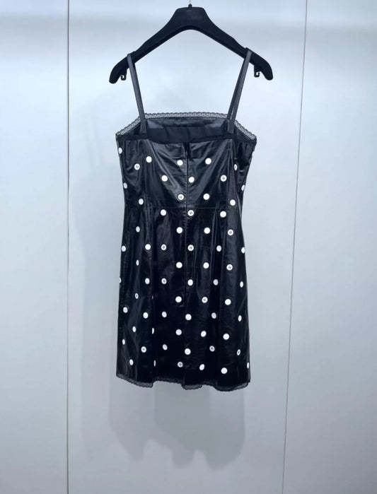 Chanel 23S black & white leather dress
