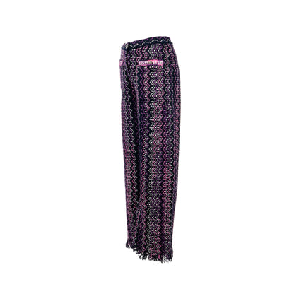 Chanel 21p Size 34 Pants Tweed Navy Blue/Purple/Pink