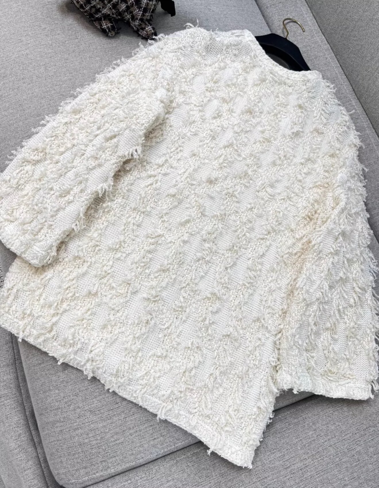 Chanel 21S off-white tassel cardigan